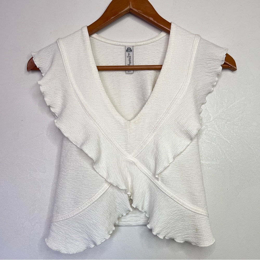 American Rag Women's Knit Ruffle Crossover Top Small